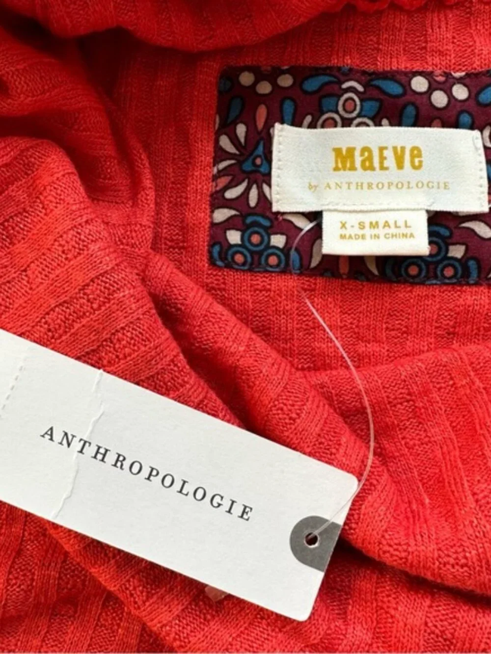 Anthropologie X Maeve | Winterscape Peplum tangerine top | Size Extra Small